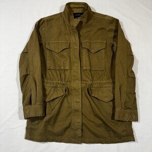 Lucky Brand Jacket Womens M Olive Zip Snap Up Field Chore Military Coat Gorpcore